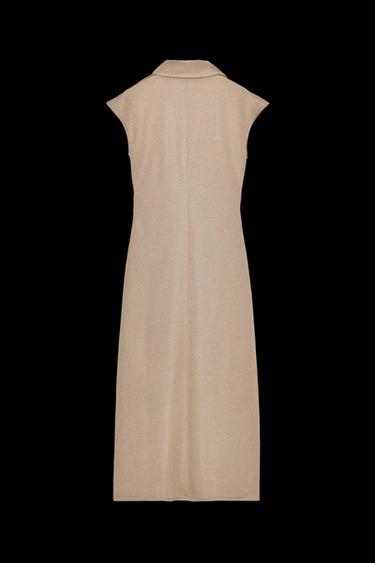 MIDI-KLEID MIT POLOKRAGEN - Beige von Zara