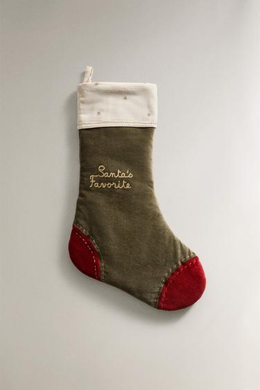 ベルベット ソックス クリスマス オーナメントグリーン0Zaraのベルベット ソックス クリスマス オーナメント - グリーン - 画像 0