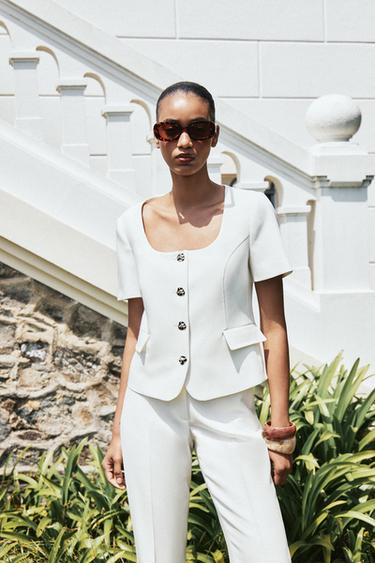 BLAZER MANCHES COURTES - Écru de Zara - Image 1