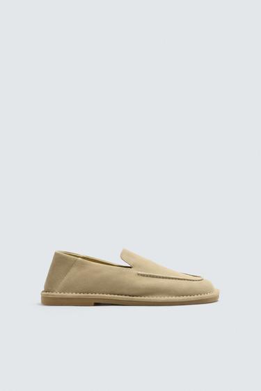 Zara CASUAL LEATHER LOAFERS - Beige