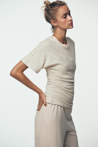 RUSTIC RUCHED T-SHIRT - striped by Zara - Image 2