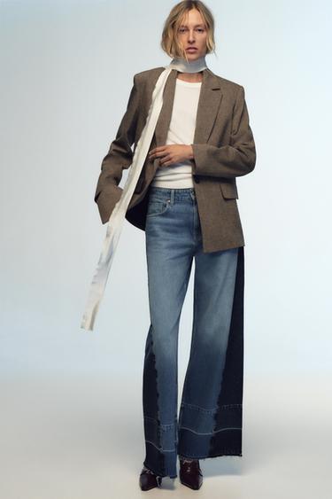 JEANS Z1975 WIDE LEG TIRO MEDIO CONTRASTE - Azul medio de Zara