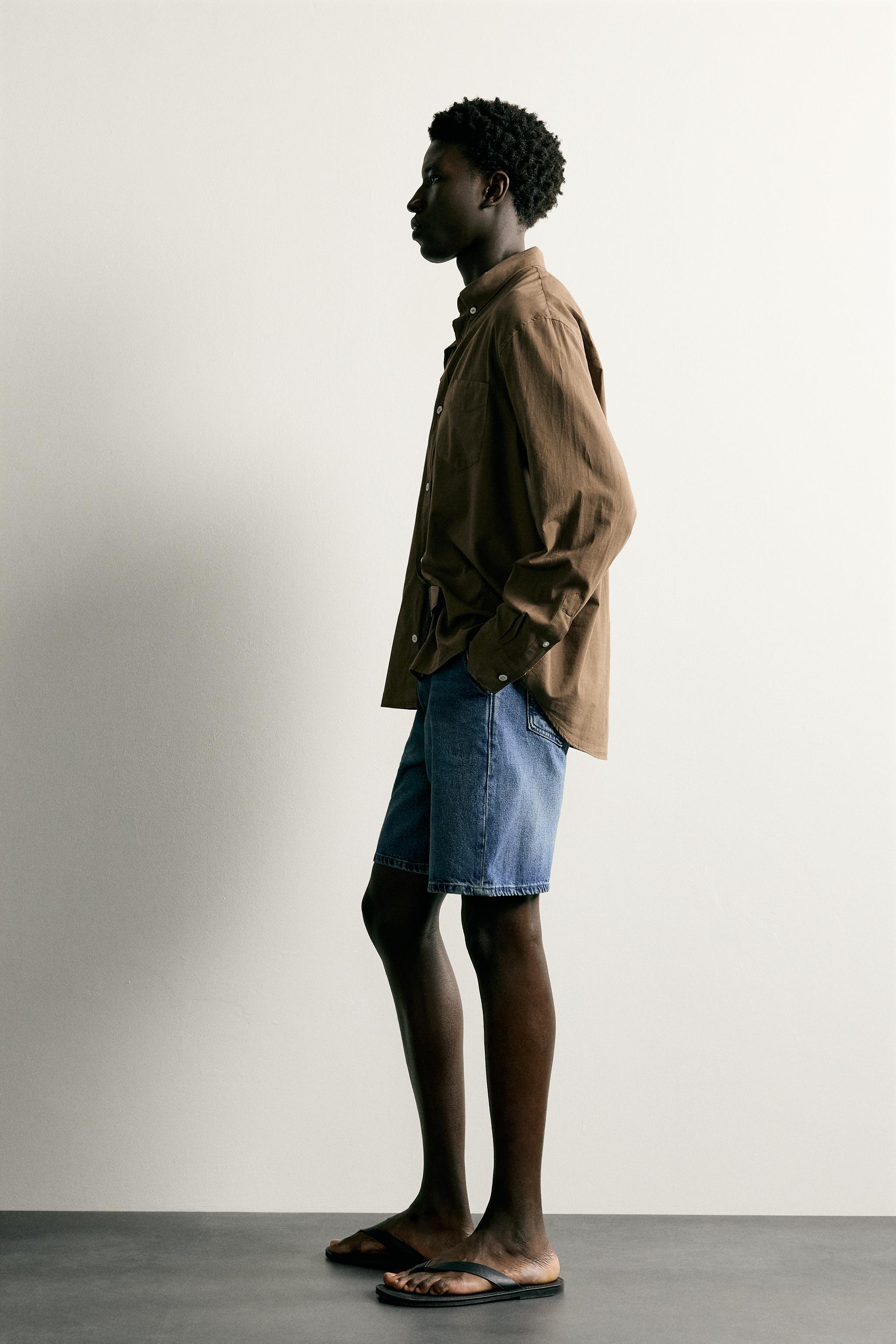 Мужские рубашки Zara COTTON VOILE SHIRT — фото 4
