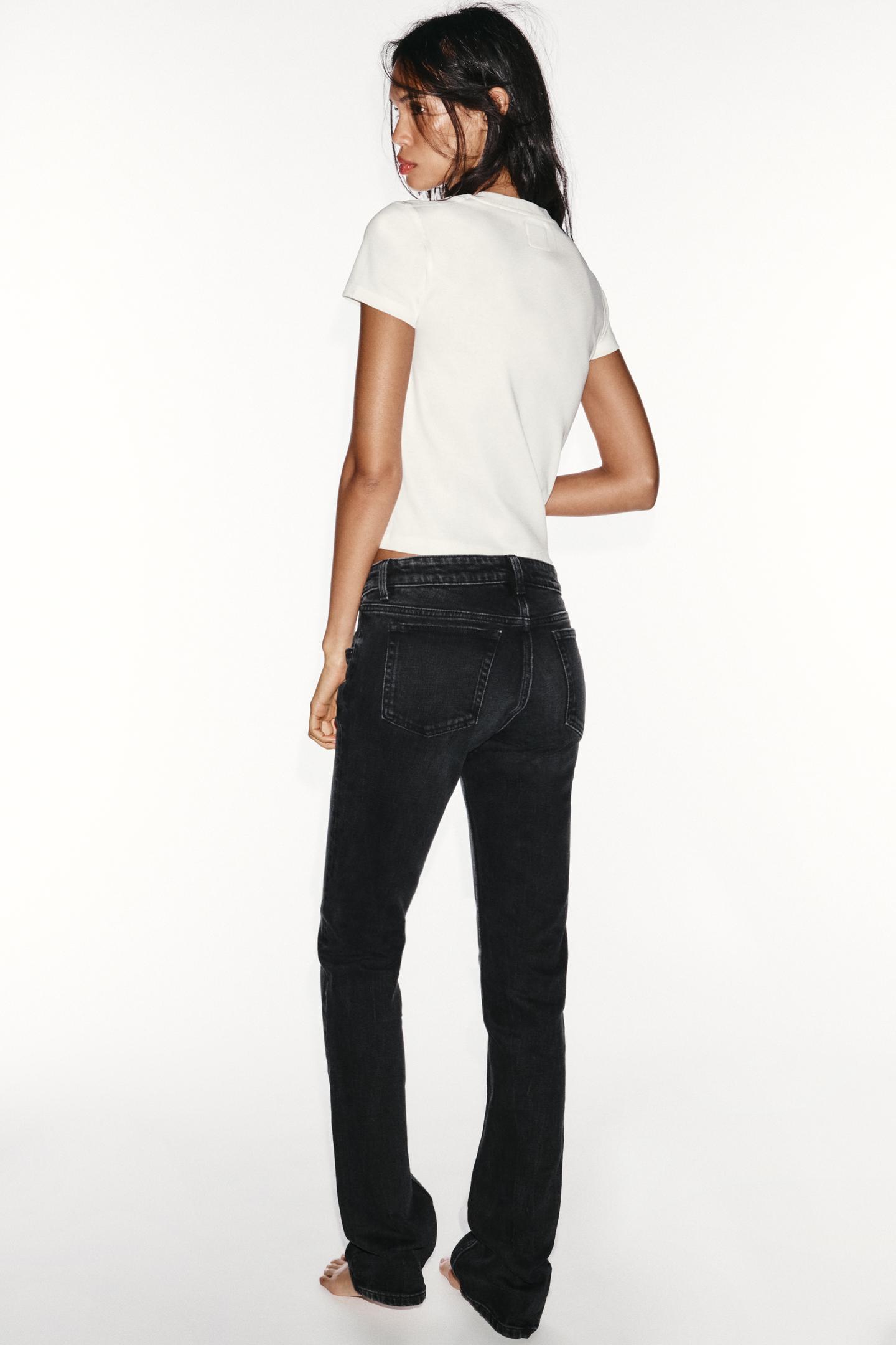 Женские джинсы Zara TRF Low-Rise Slim-Fit Comfort, цвет: Чёрный — фото 5