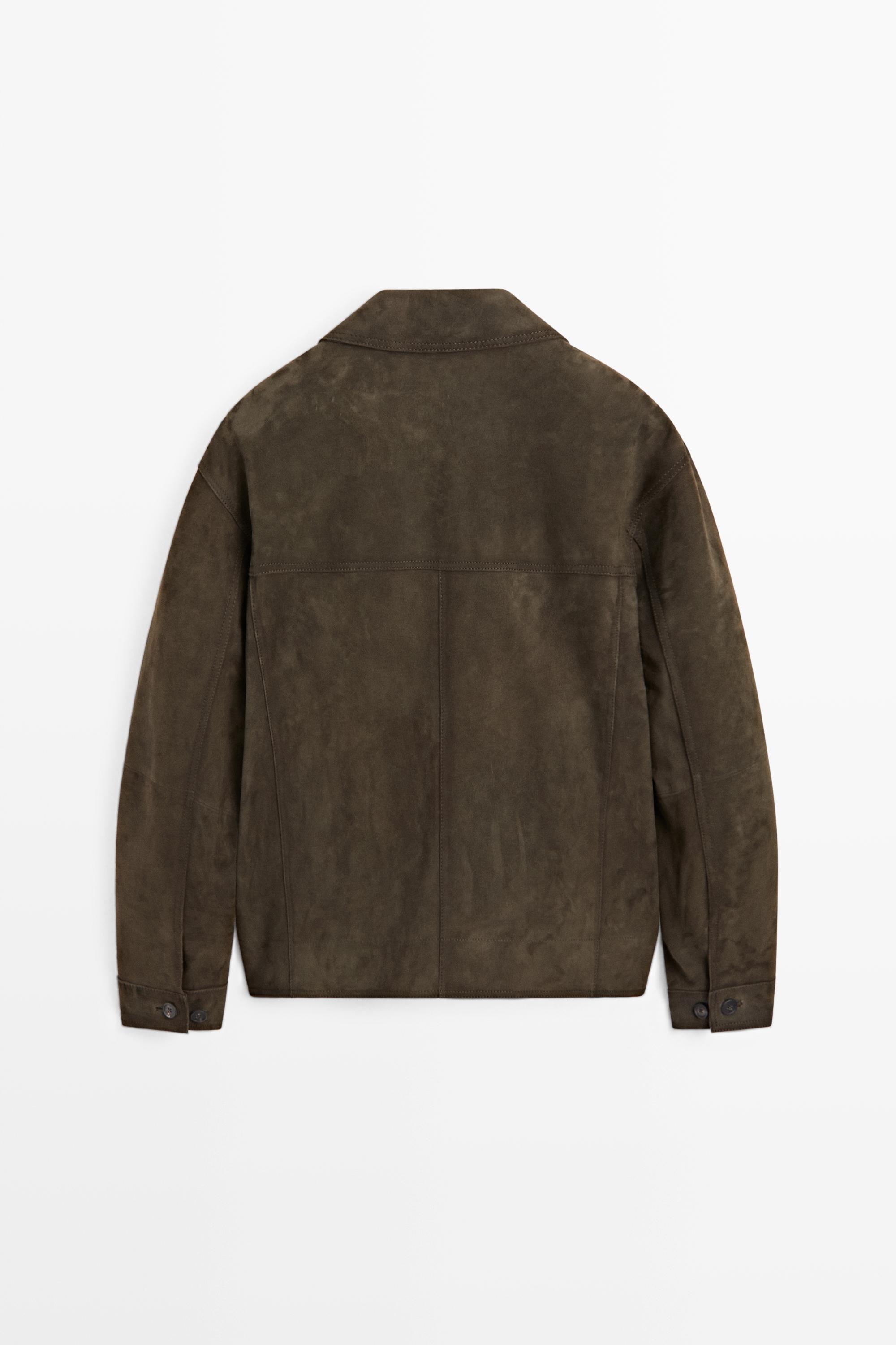 Veste en cuir effet daim relaxed fit