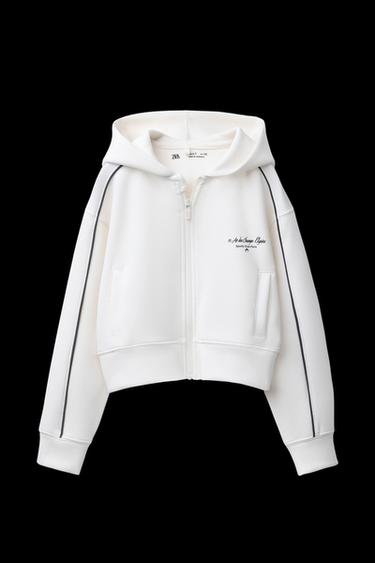 Zara MODAL HOODED JACKET - Ecru - Image 0