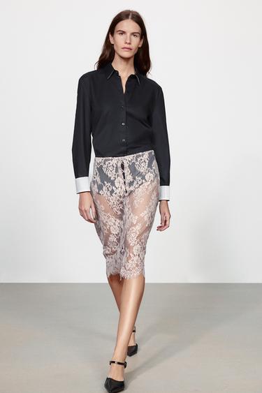 РУБАШКА С КОНТРАСТНОЙ ОТДЕЛКОЙ ZW COLLECTION — ЧЕРНЫЙ от Zara