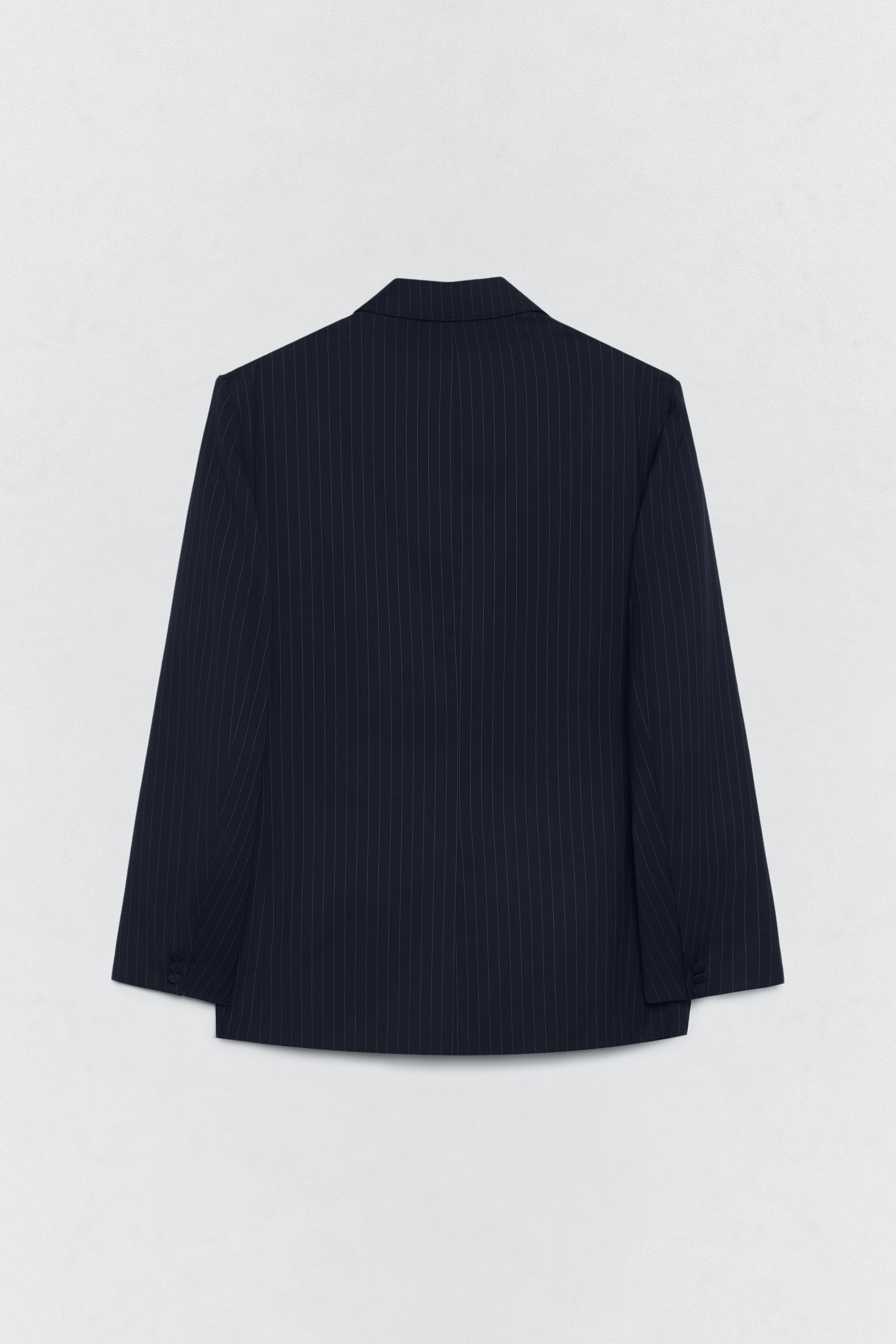 Soshiotsuki x ZARA ピンストライプ柄スーツブレザー - ネイビーブルー