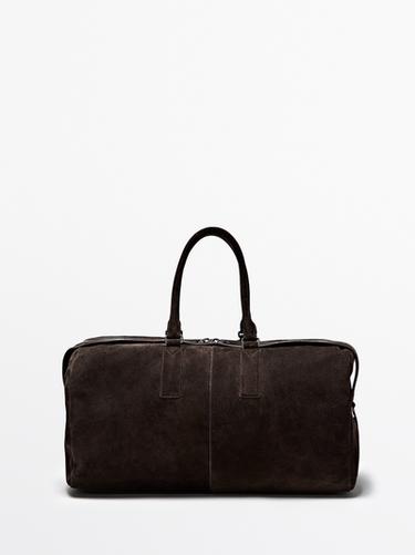 Bolso de viaje piel ante - Marrón de Zara - Imagen 0