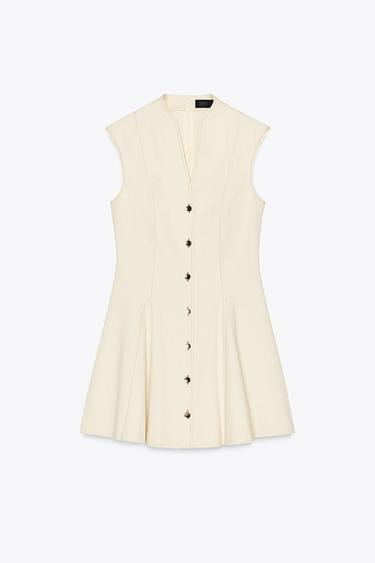 SLEEVELESS MINI DRESS - Ecru by Zara - Image 5