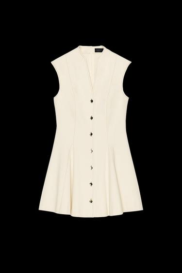 Zara SLEEVELESS MINI DRESS - Ecru - Image 0
