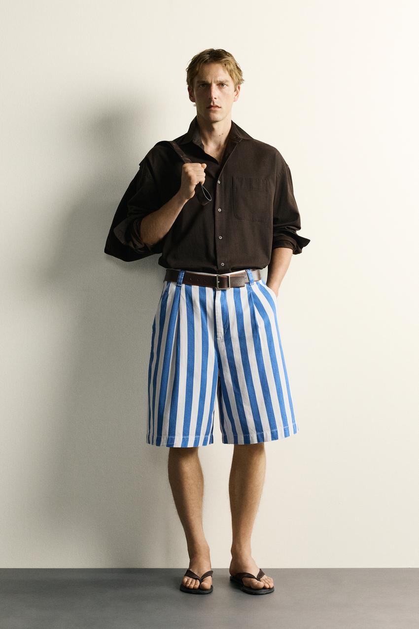 striped dress shorts Mid Rise Shorts In Black And White Stripe Knit | EGO US