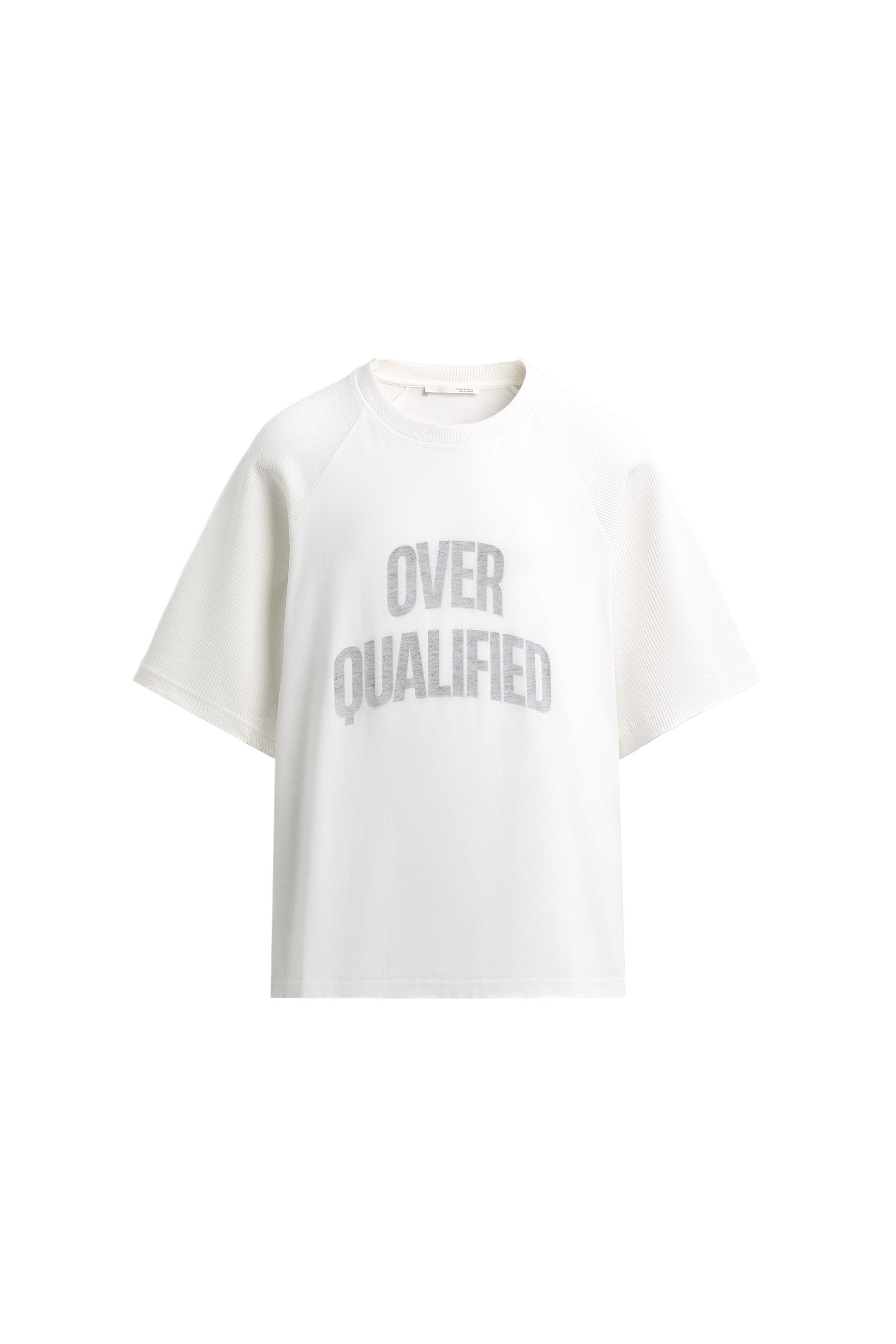 コントラストテキストプリントTシャツ - ホワイト | ZARA Japan / 日本