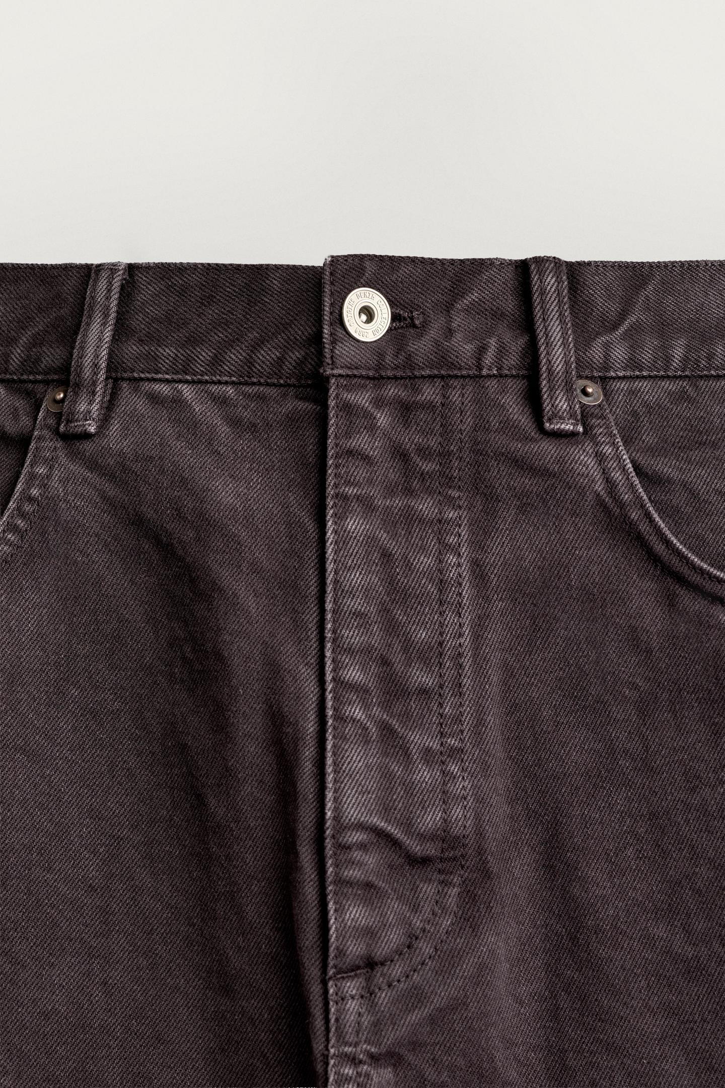 Мужские брюки Zara Washed Straight-Fit, цвет: Тёмный коричневый — фото 8