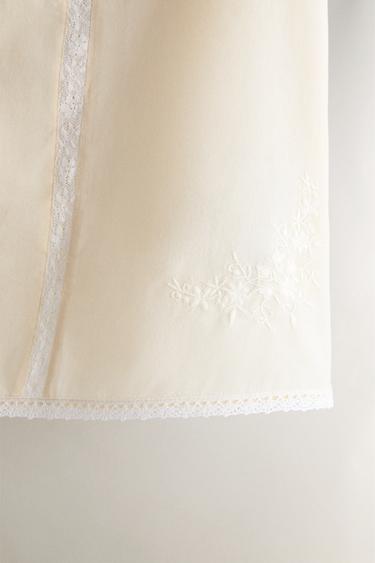 CHEMISE DE NUIT COTON BRODERIE DENTELLE - Jaune de Zara - Image 2