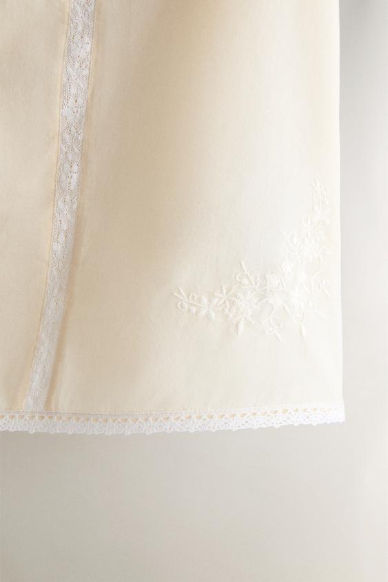 CHEMISE DE NUIT COTON BRODERIE DENTELLE - Jaune de Zara - Image 2