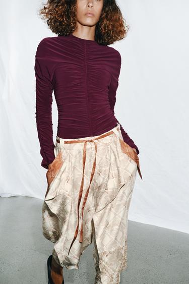 GATHERED BODYSUIT - Aubergine by Zara