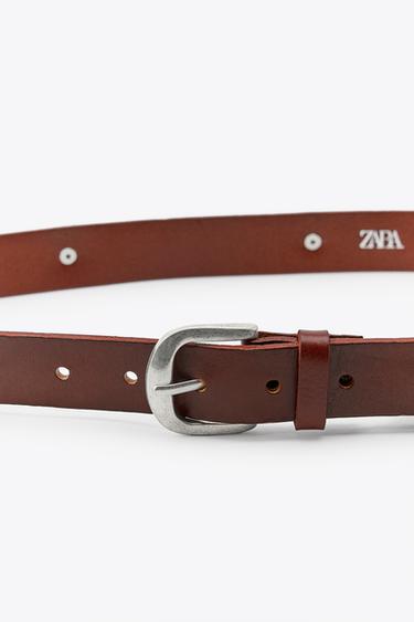 LEATHER BELT WITH HEART STUDS - Dark red by Zara - Image 3
