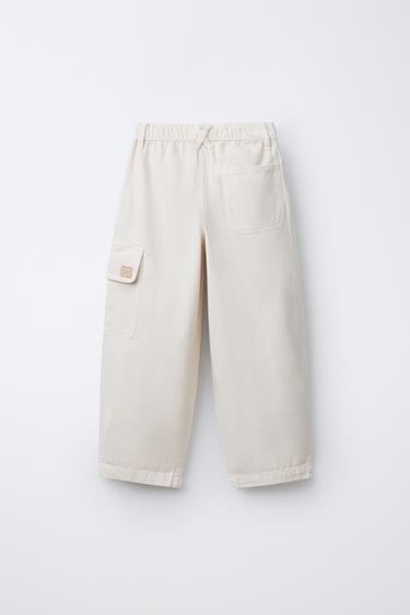 PANTALON CARGO À CHEVRON - Écru de Zara - Image 1