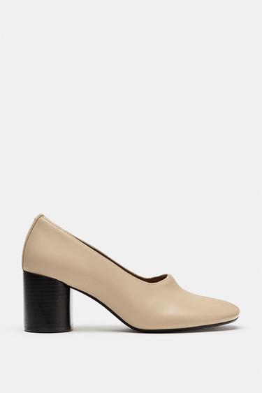 LEDERSCHUH MIT ABSATZ - Gebrochenes Weiß von Zara
