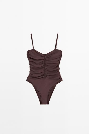 Bañador frunces brillo - Marrón de Zara - Imagen 0