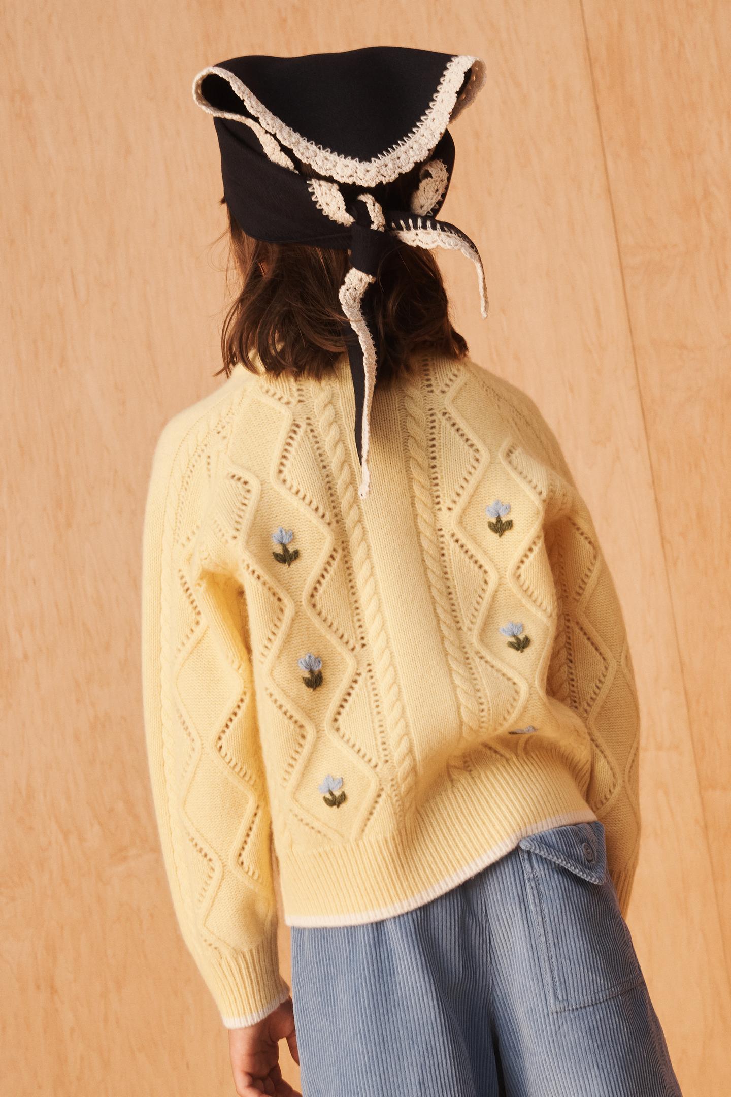 Детский шарф Zara Wool Crochet Triangular Scarf Limited Edition, цвет: Тёмный тёмно-синий — фото 5