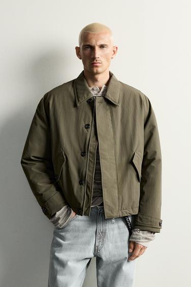 BOXY FIT QUILTED JACKET — Khaki 2