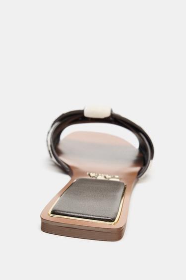 LEATHER FLAT SANDALS - Multicoloured de Zara - Image 6