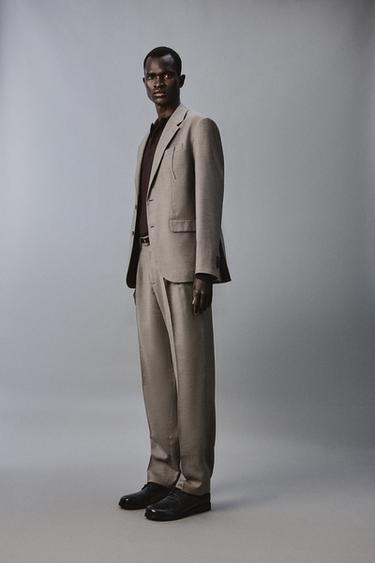 PANTALON DE COSTUME À PLIS ET CARREAUX - Beige de Zara - Image 3