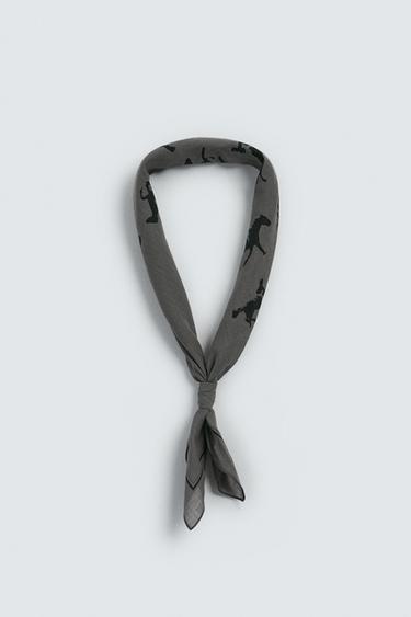 HORSE PRINT BANDANA - Grey by Zara - Image 4