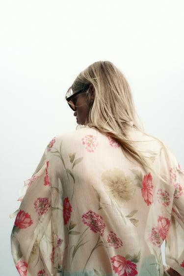 SEMI-SHEER FLORAL PRINT SHIRT - Multicoloured by Zara - Image 4