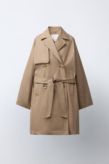 TRENCH LARGO CINTURÓN - tostado de Zara