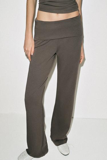 WASHED-EFFECT INTERLOCK TROUSERS - Mink by Zara