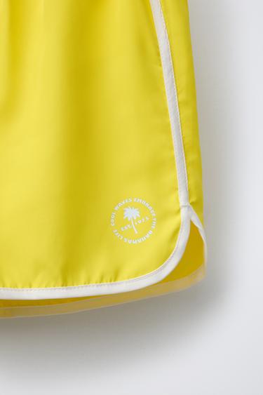 6-14 YEARS/ PALM TREE PRINT SWIM SHORTS - Yellow by Zara - Image 3