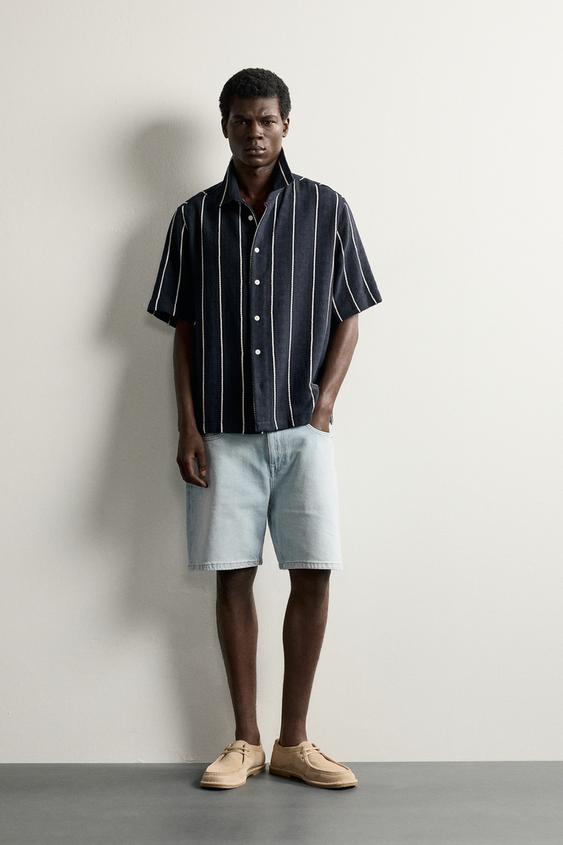 REGULAR FIT DENIM BERMUDA SHORTS - Light blue by Zara - Image 0