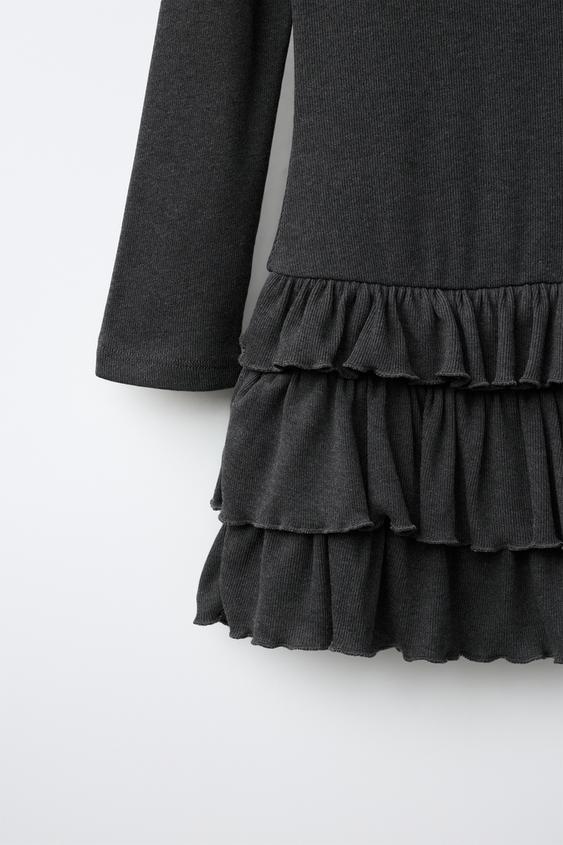 ROBE VOLANTS ET CLOUS - Gris anthracite de Zara - Image 3