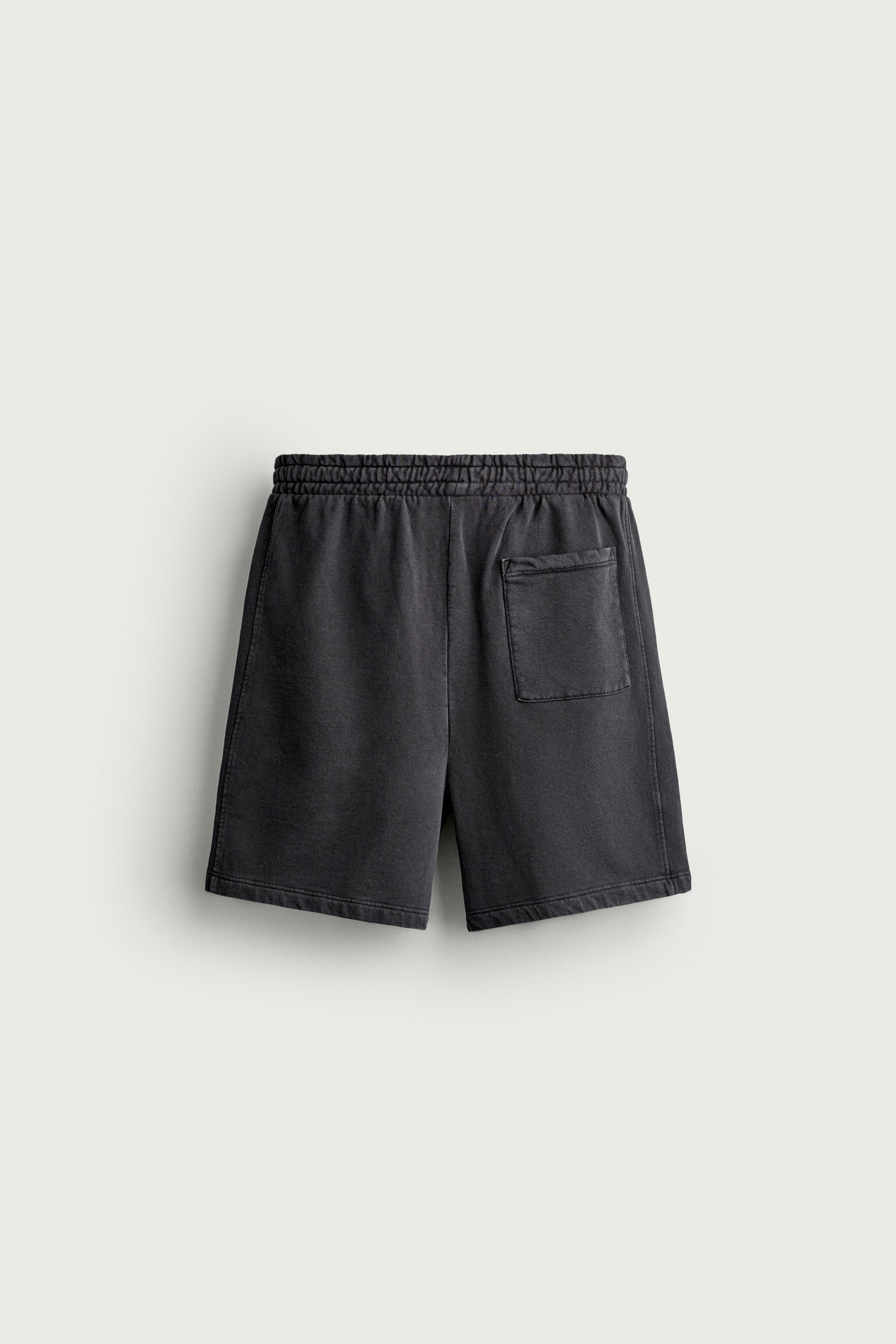 Мужские шорты Zara BASIC WASHED SWEATSHORTS — фото 8