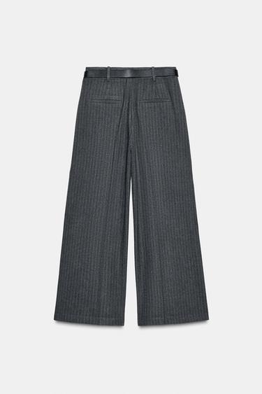 PANTALON JUPE-CULOTTE À CEINTURE ET RAYURES TENNIS - rayures de Zara - Image 6