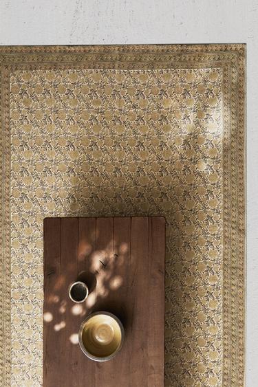 TAPIS coton imprimé FLORAL - Vert de Zara