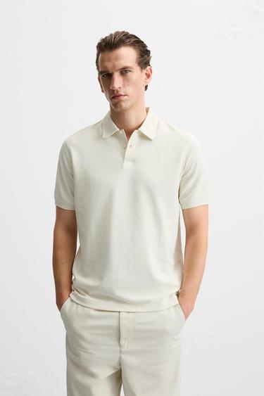 Zara TEXTURED POLO - Oyster-white