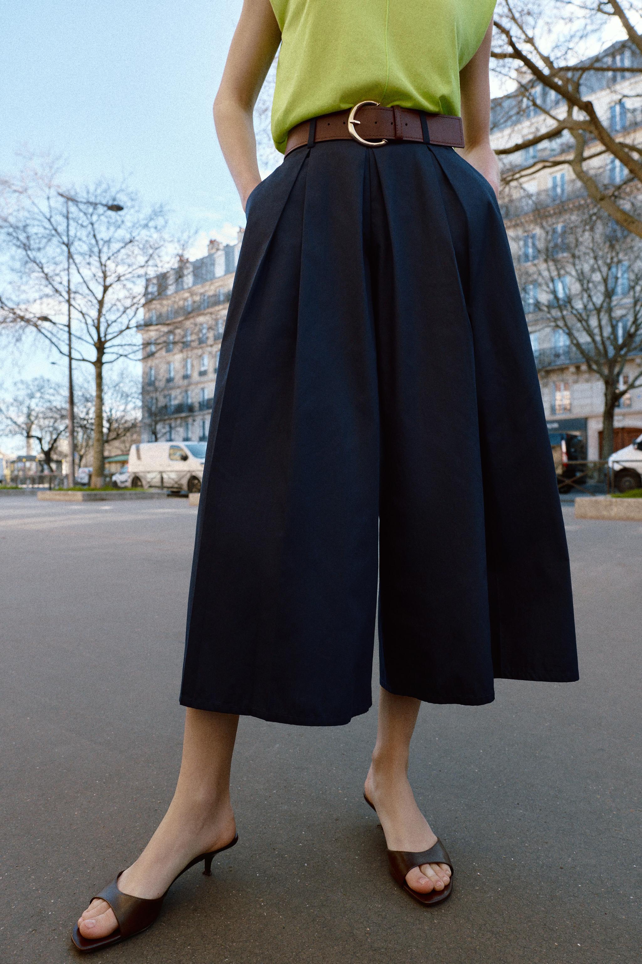PANTALON JUPE-CULOTTE AVEC CEINTURE