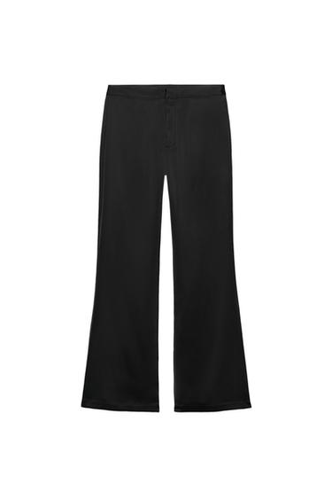 Zara SATIN FLARE TROUSERS - Black