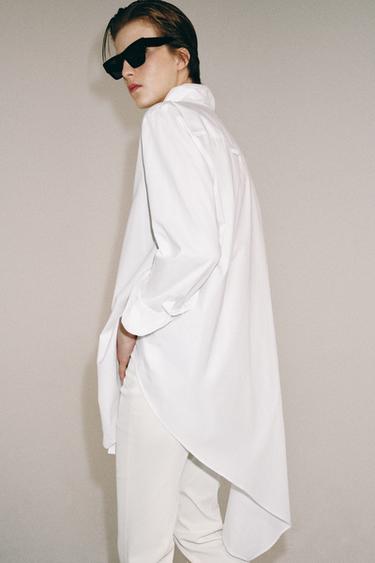 CHEMISE ASYMÉTRIQUE POPELINE ZW COLLECTION - Blanc de Zara