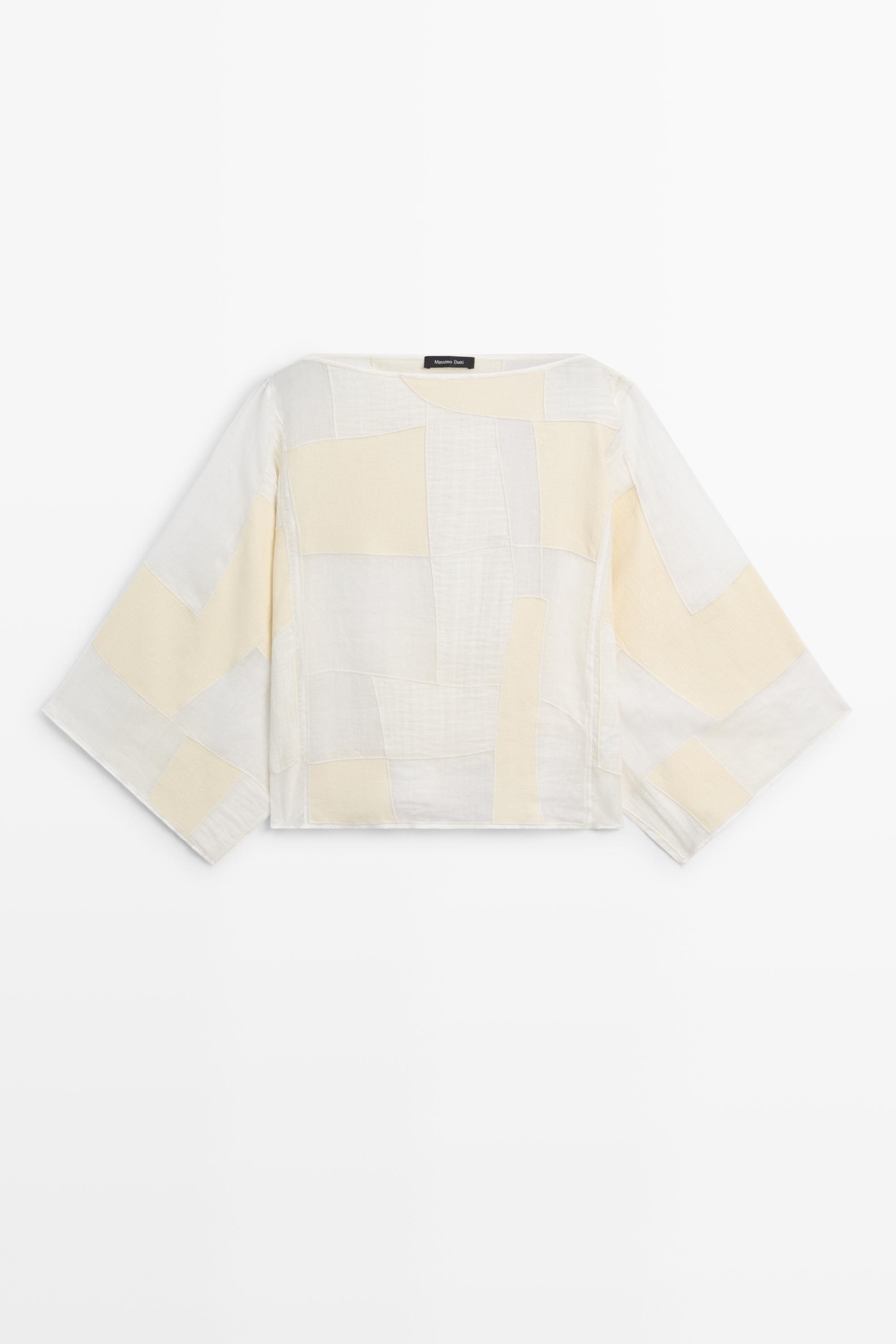 Blouse à col bateau imprimé patchwork