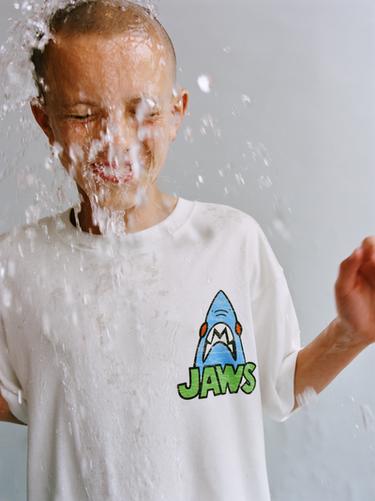 JAWS MOVIE © 50TH ANNIVERSARY T-SHIRT - White by Zara