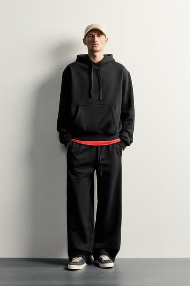 BASIC RELAXED FIT HOODIE - Black by Zara