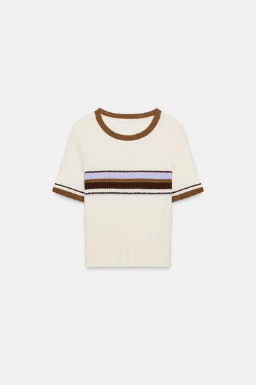 TOP RUSTIQUE À RAYURES - Écru de Zara - Image 5