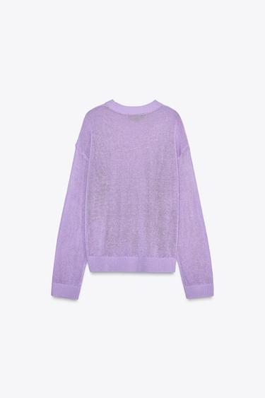 PULL DROIT EN MAILLE UNIE - Lilas de Zara - Image 1