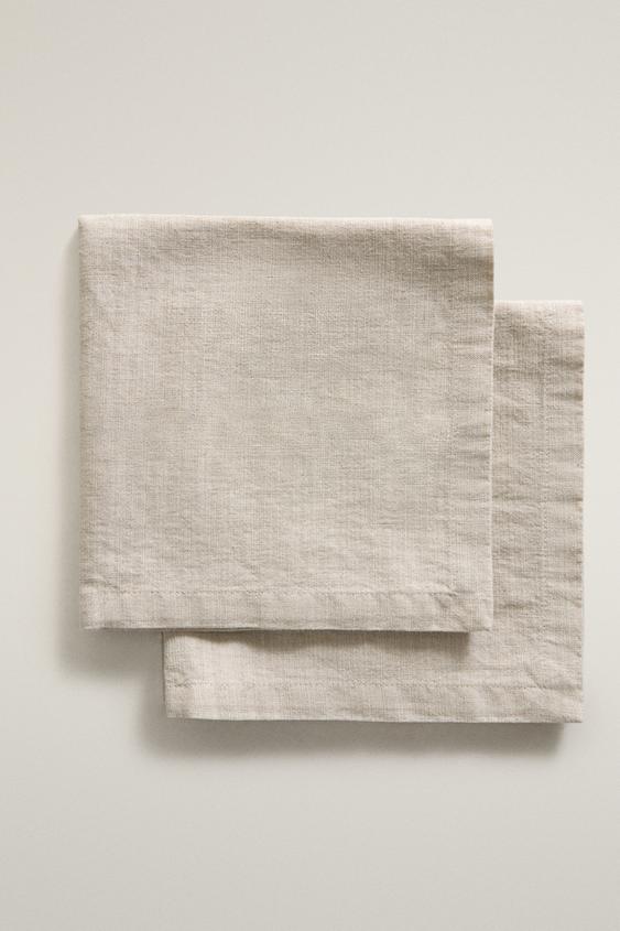 PACK SERVILLETAS LINO LAVADO - Beige claro de Zara - Imagen 0