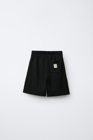BOWLING SHIRT AND TEXTURED BERMUDA SHORTS SET WITH LABEL - Black by Zara - Image 4